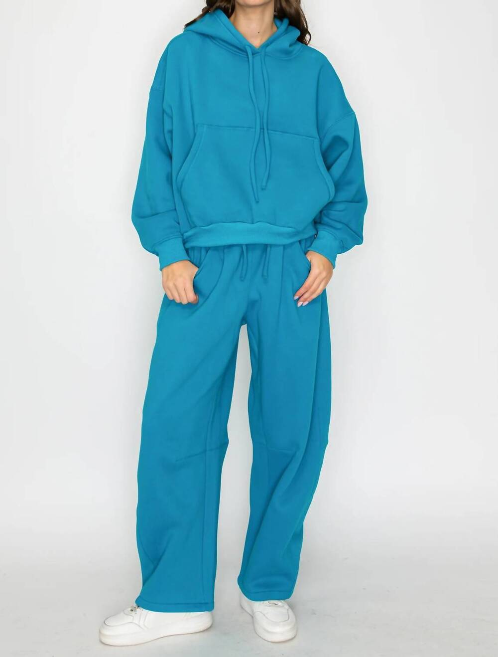 NEW KNIT RIOT harbor barrel leg sweatpants in teal